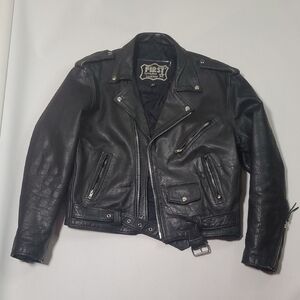 First Geniune Leather Black Biker Jacket